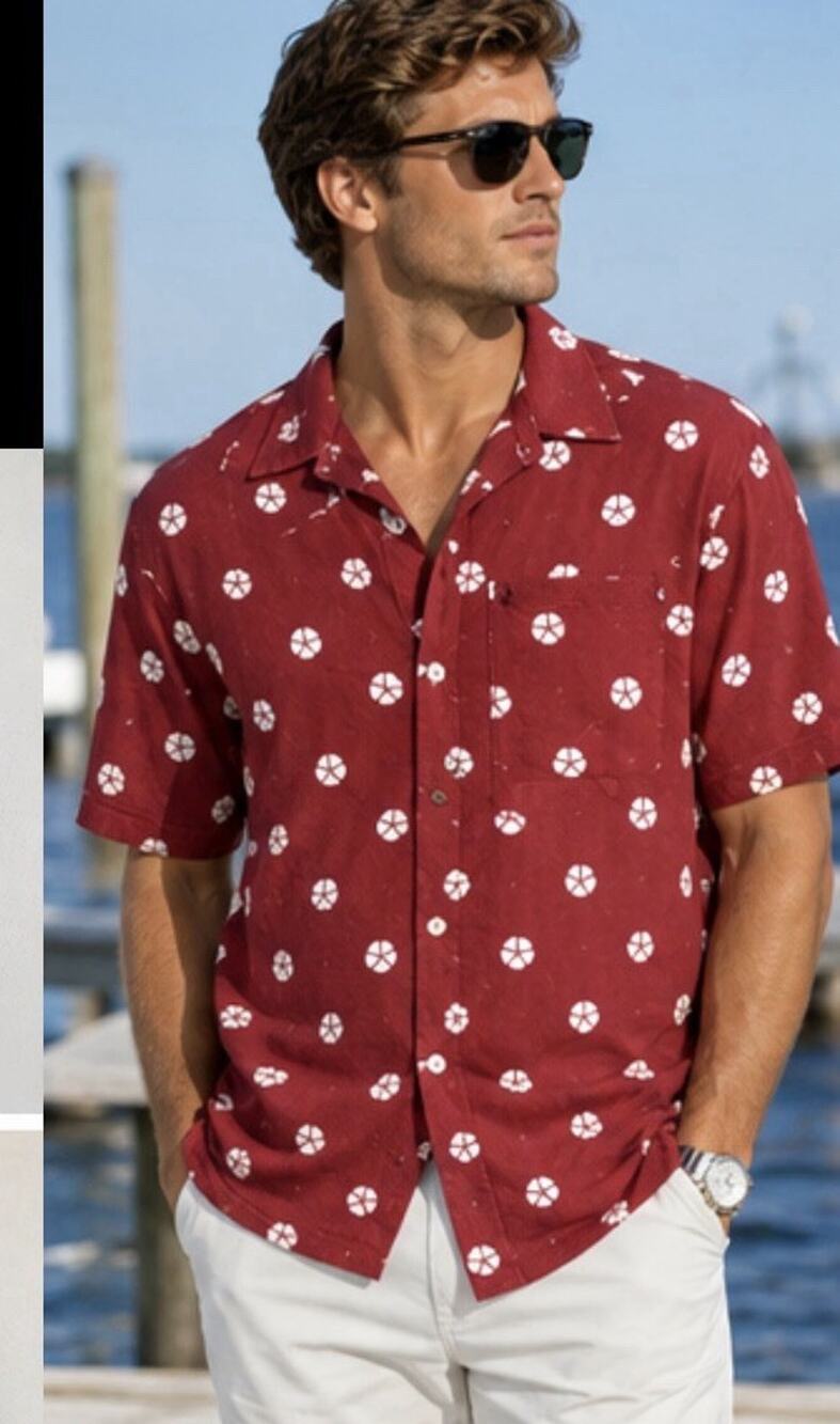 J.Crew Shirt Mens XL Red Floral Flex Washed Short Sleeve Button Up (AQ32)